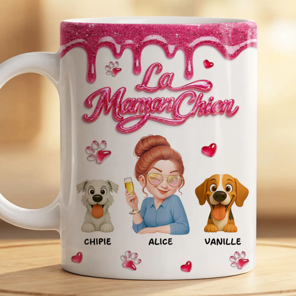 [Effet d'impression 3D] Mug Personnalisé Chien | Le Papa Chien Avec Prénom - Image 2
