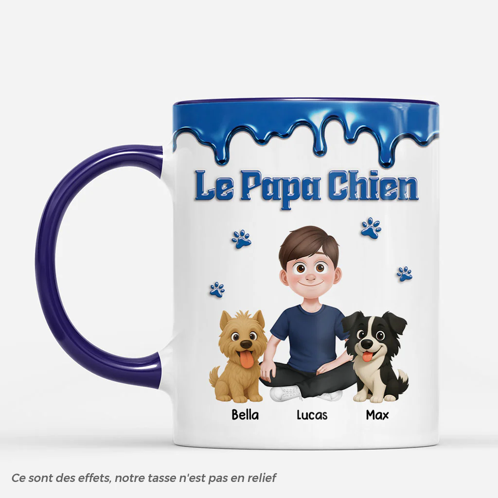 [Effet d'Impression 3D] Mug Personnalisé Chien - Maman Papa Sœur Frère De Chien