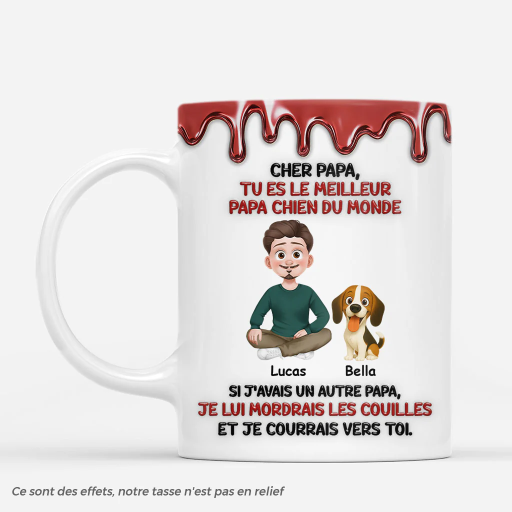 [Effet d'impression 3D] Mug Personnalisé Chien - Notre Meilleur Papa Chien