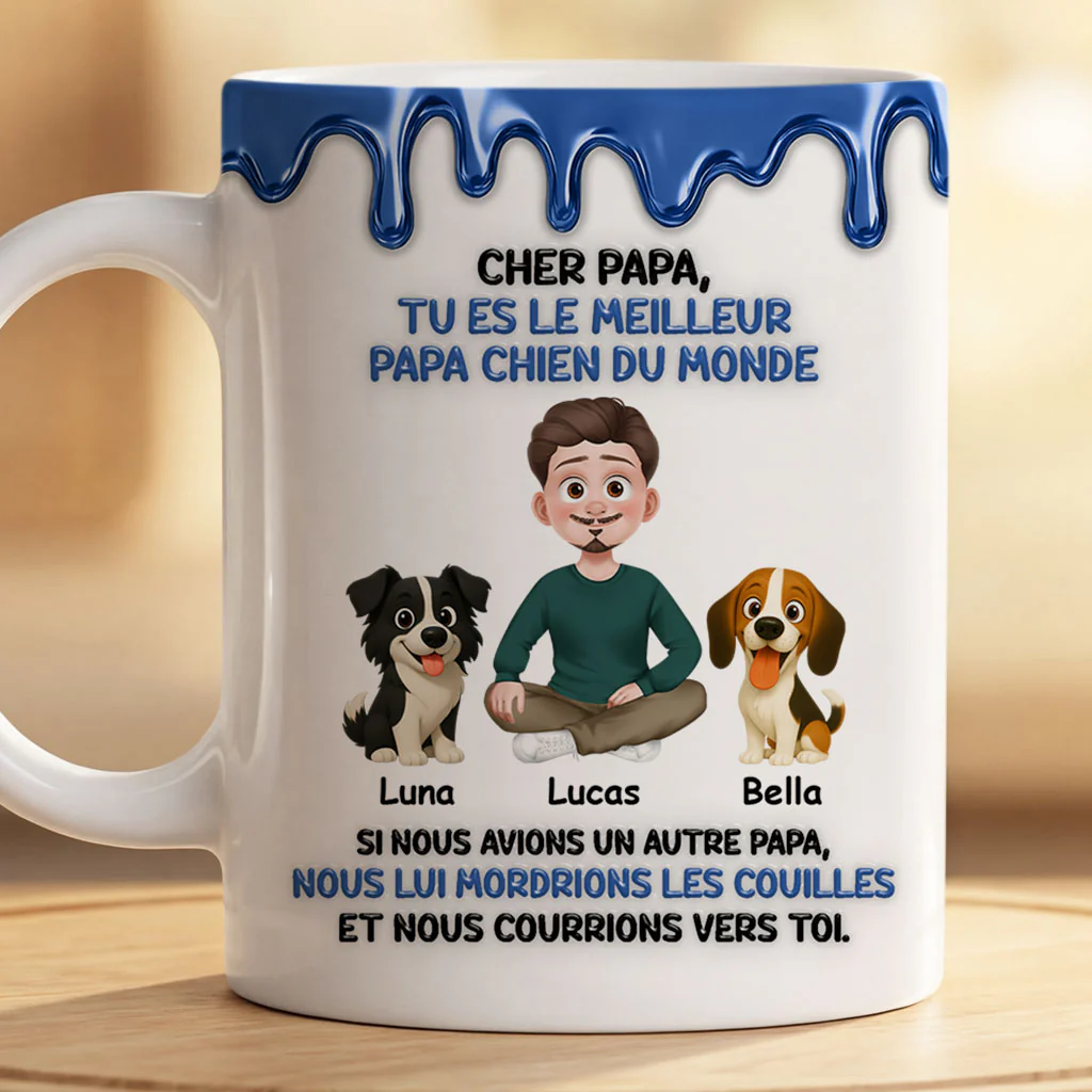 [Effet d'impression 3D] Mug Personnalisé Chien - Notre Meilleur Papa Chien - Image 2