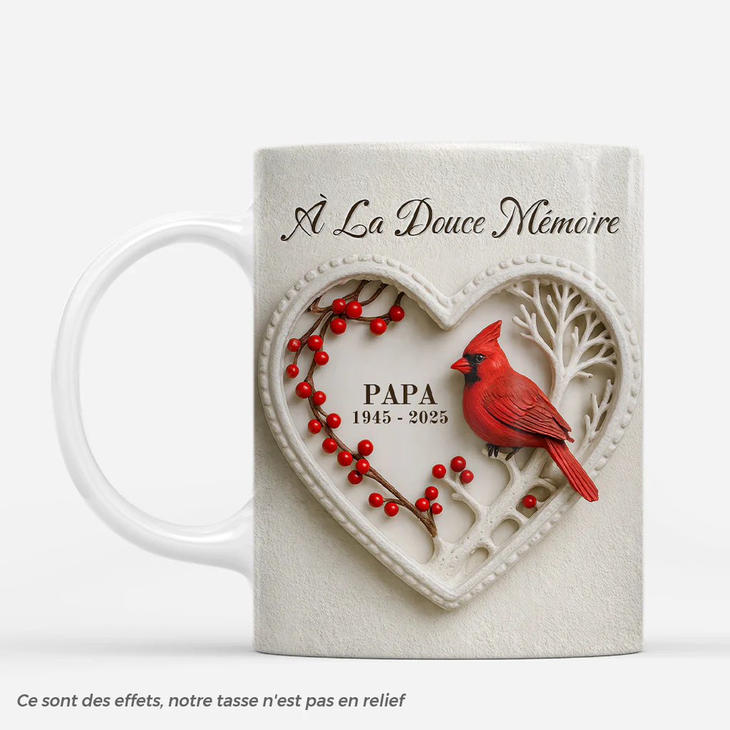 [Effet d'impression 3D] Mug Personnalisé Commémoratif - À La Douce Mémoire Avec Papa/Maman