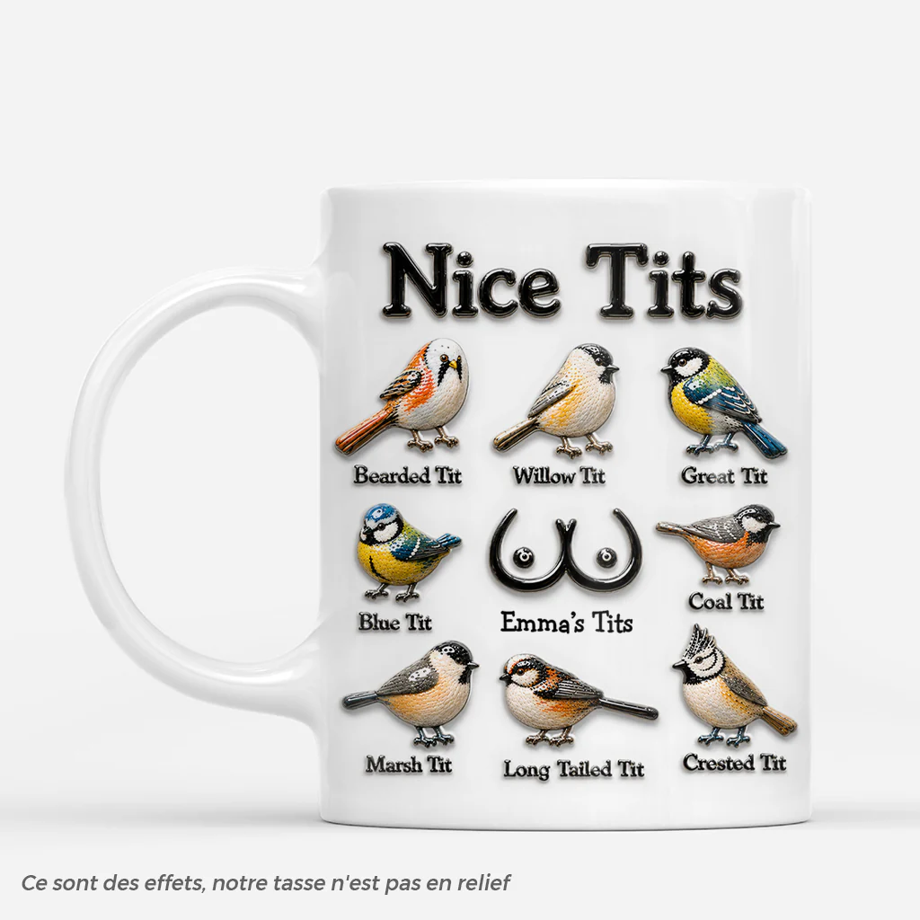 [Effet d'Impression 3D] Mug Personnalisé Couple Drôle - Nice Tits