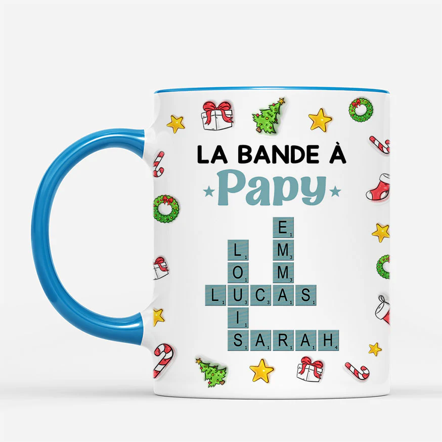 [Effet d'impression 3D] Mug Personnalisé De Noël - La Band À Mamie Papy Avec Mots-Croisés - Image 2