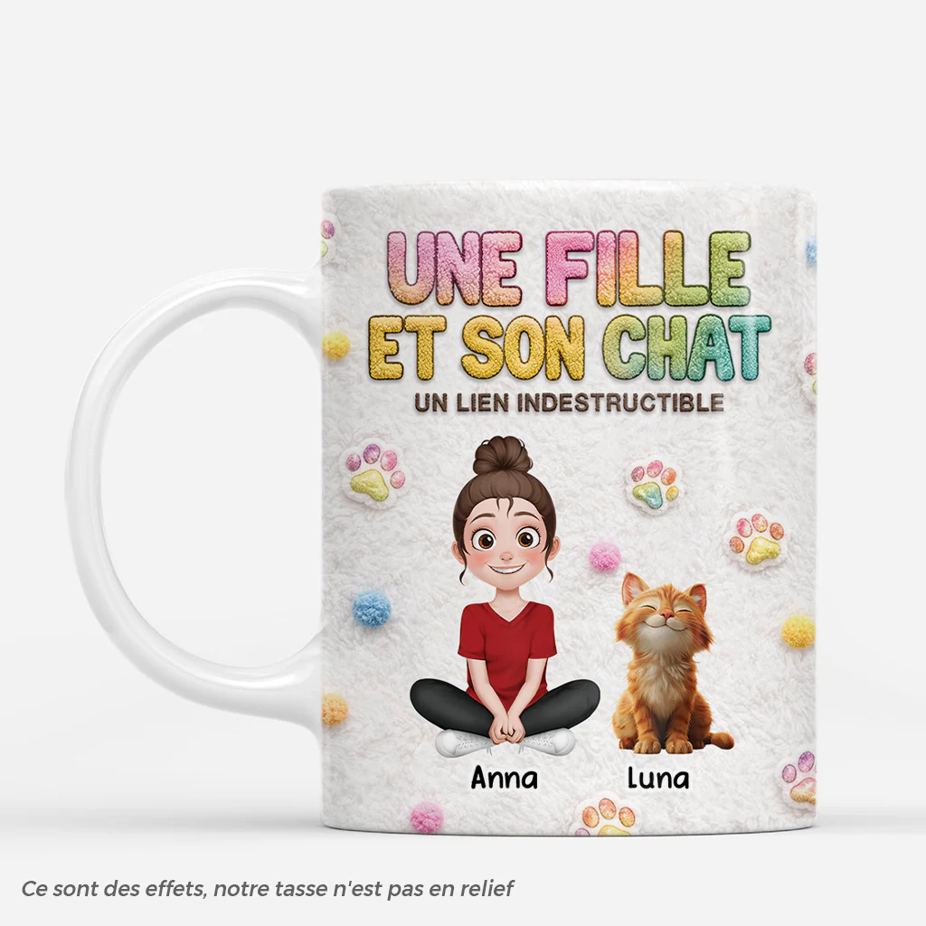 [Effet d'impression 3D] Mug Personnalisé Dessin - Un Homme Et Son Chat