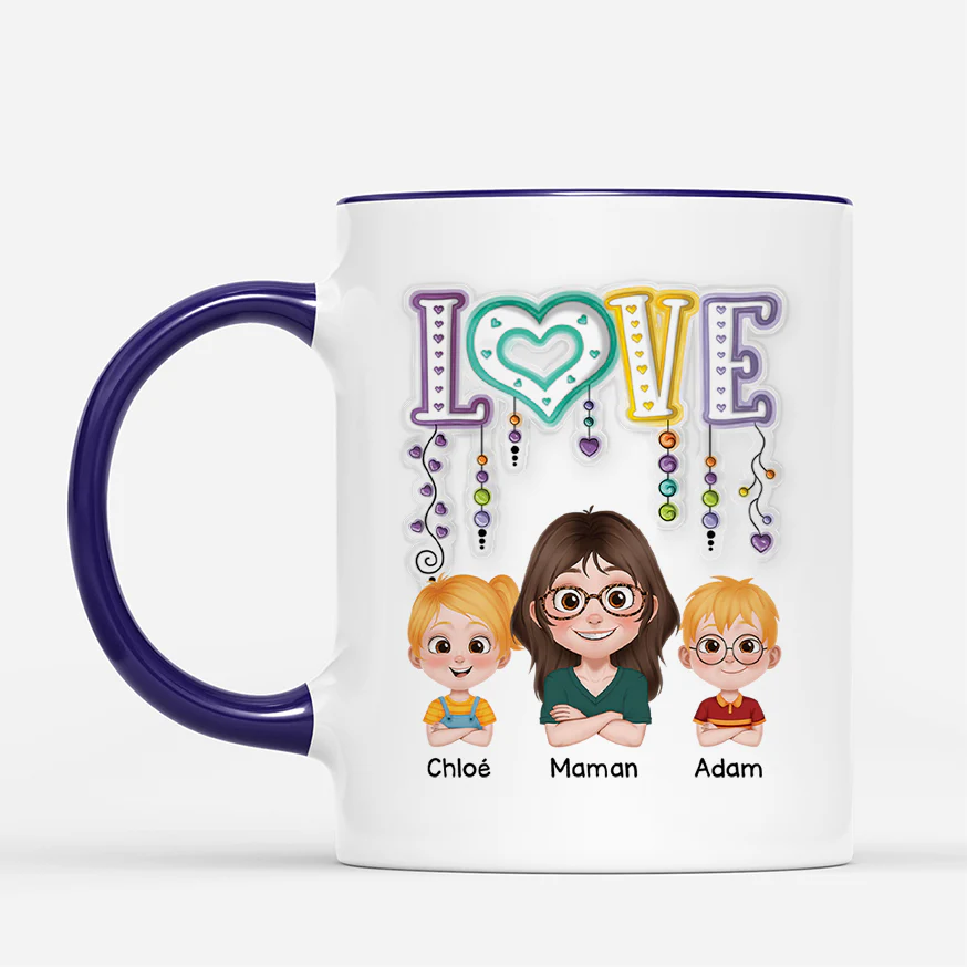 [Effet d'Impression 3D] Mug personnalisé grand-mère – Amour coloré - Image 2