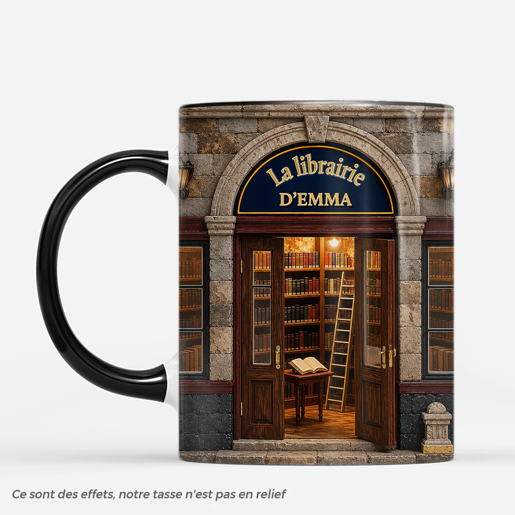 [Effet d'impression 3D] Mug Personnalisé Femme Et Homme - Librairie Cadeau Amoureux Des Livres