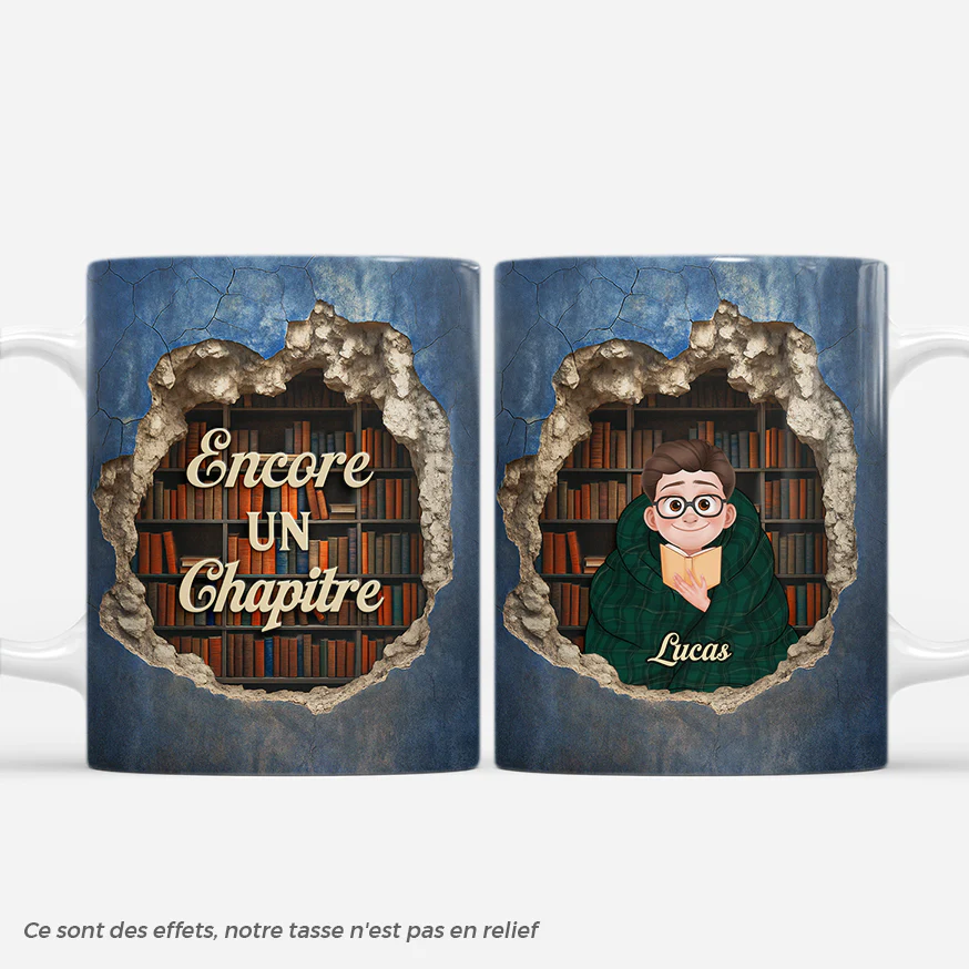 [Effet d'impression 3D] Mug Personnalisé Femme/Homme Aime Les Livres - Encore Un Chapitre