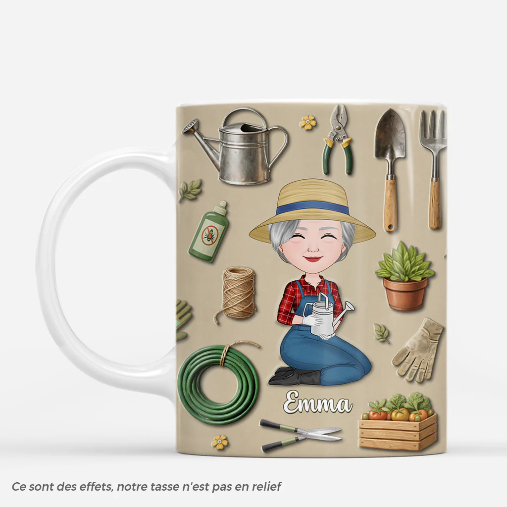 [Effet d'impression 3D] Mug Personnalisé Femme - J'aime Mon Jardin