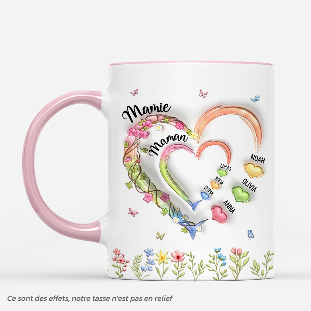 [Effet d'impression 3D] Mug Personnalisé Fête Des Mères - Amour De Maman Mamie