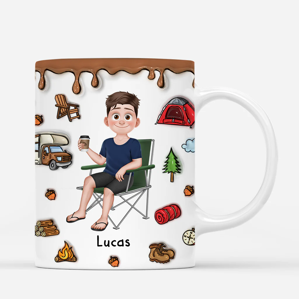 [Effet d'impression 3D] Mug Personnalisé - Fille Qui Aime Le Camping - Image 3