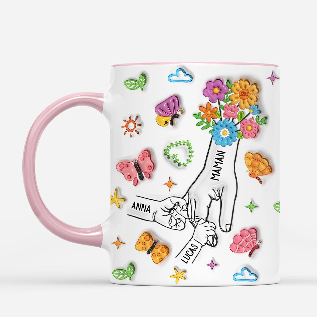 Mug Personnalisé Mamie Effet 3D - Fleurs Et Enfant De Mamie Maman - Image 2