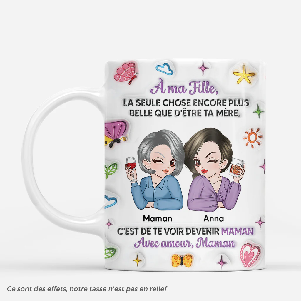 [Effet d'impression 3D] Mug Personnalisé Future Maman - Cadeau Mère Fille