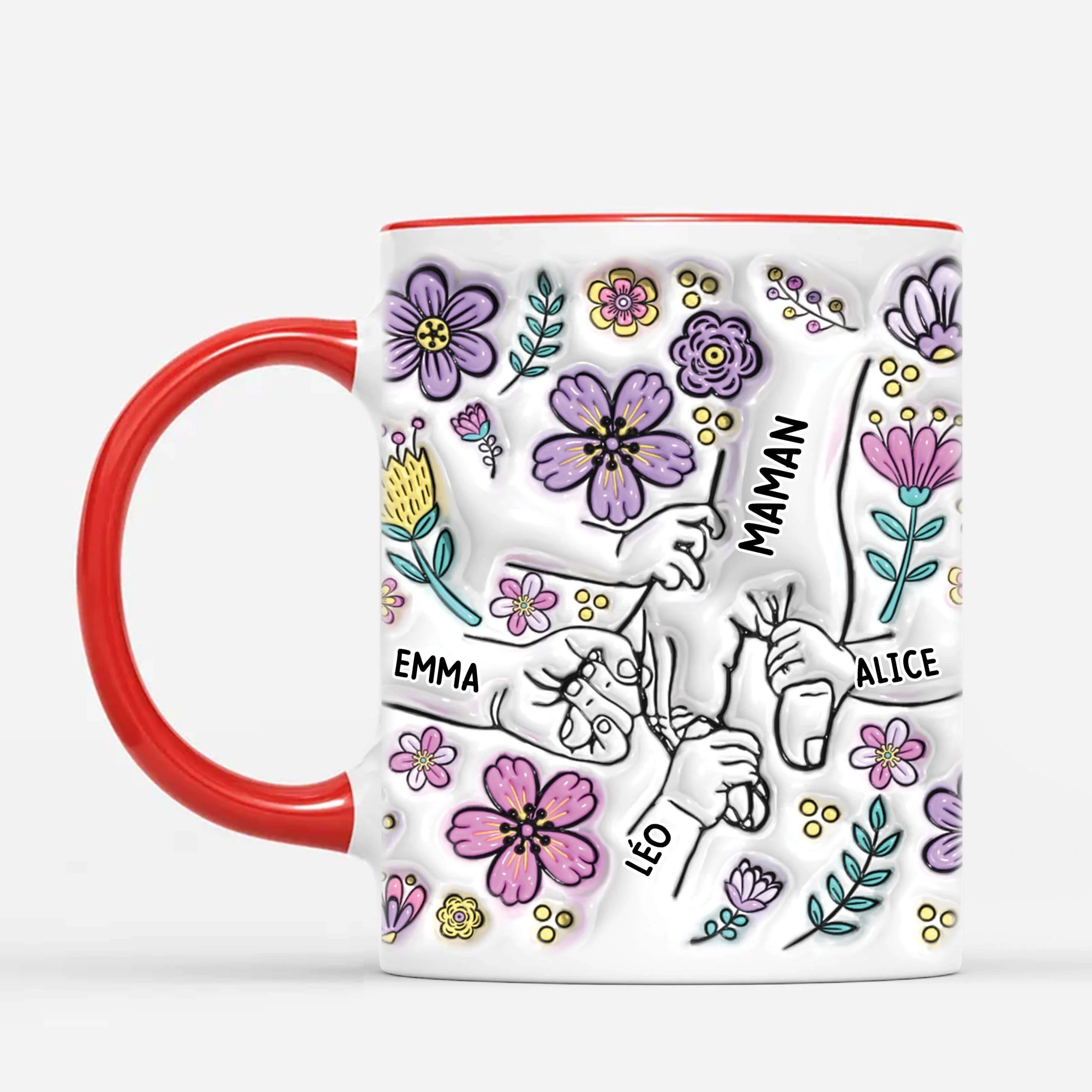 [Effet d'Impression 3D] Tasse personnalisée mamie – Fleur violette - Image 2