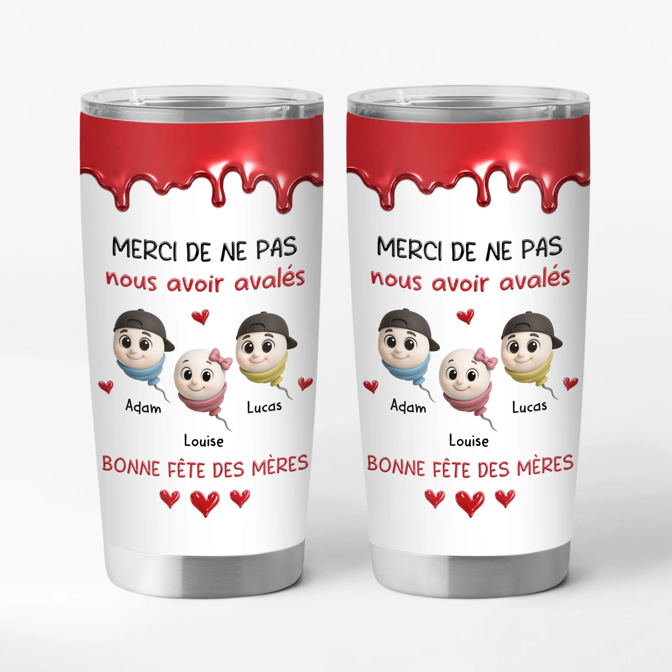 [Effet d'Impression 3D] Mug Personnalisé Isotherme 590ml - Cadeau Papa Maman Merci Ne Pas M’avoir Avalé