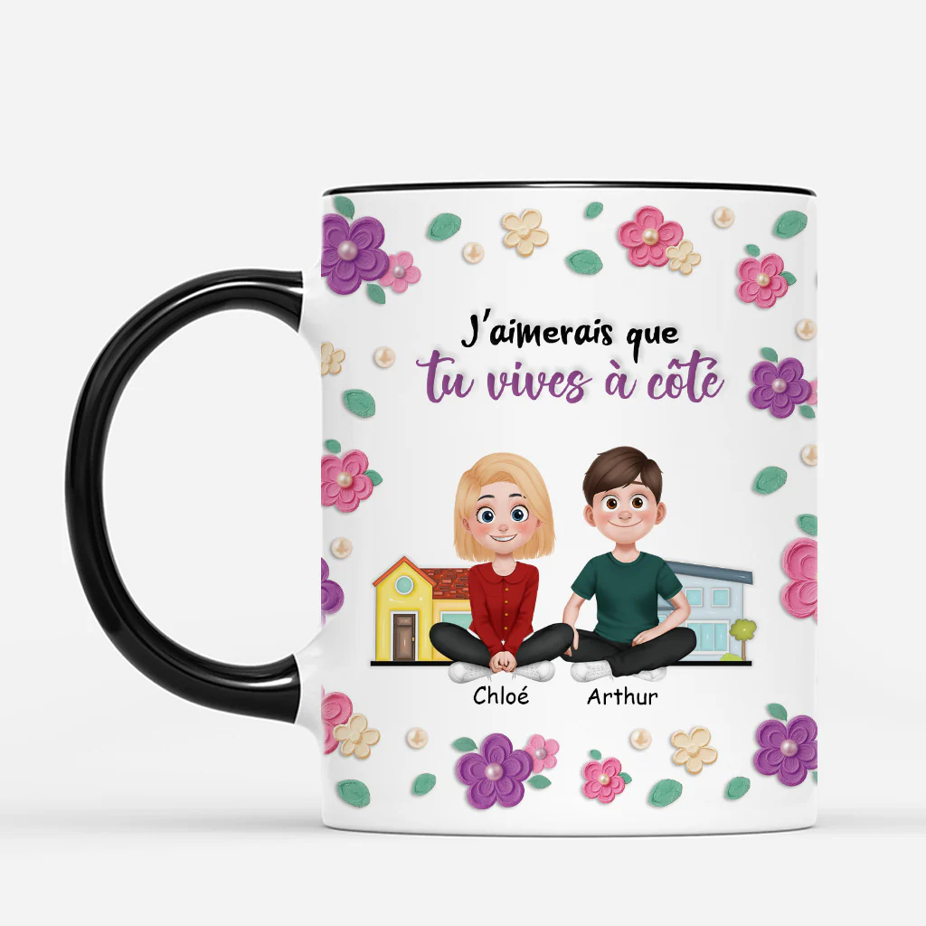 [Effet d'impression 3D] Mug personnalisé meilleure amie – J’aimerais que tu vives à côté - Image 2