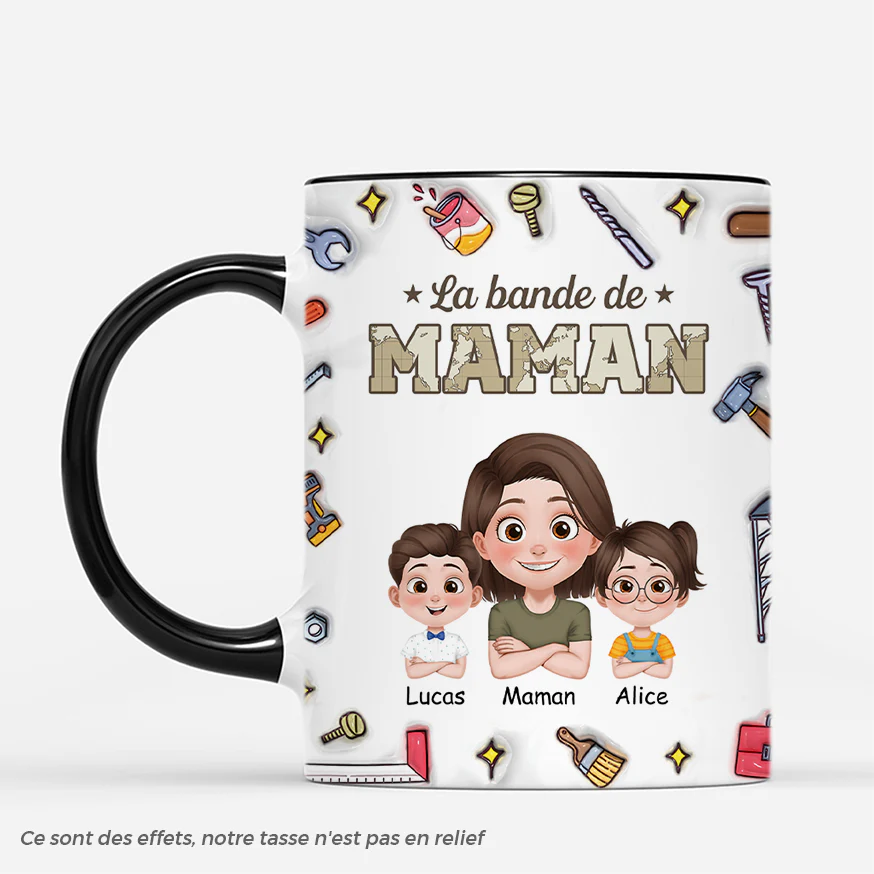 [Effet d'Impression 3D] Mug Personnalisé Papa - La Bande À Papa Bricoleur -  Version Militaire - Image 2
