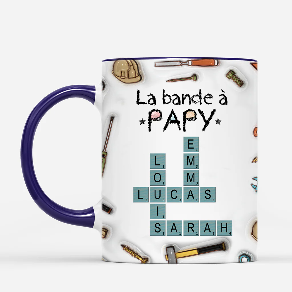 [Effet d'Impression 3D] Mug Personnalisé Papa - La Bande À Papa - Mots-Croisés Avec Outils - Image 2