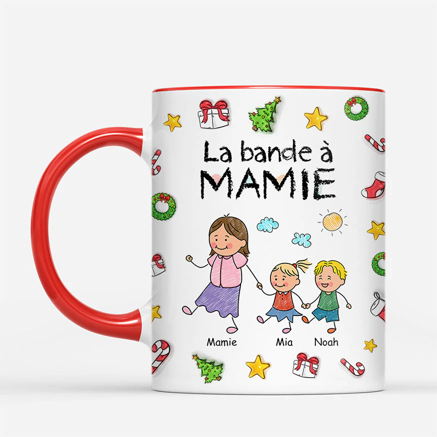 [Effet d'impression 3D] Mug Personnalisé - La Bande De Mamie Papy Noël - Image 2