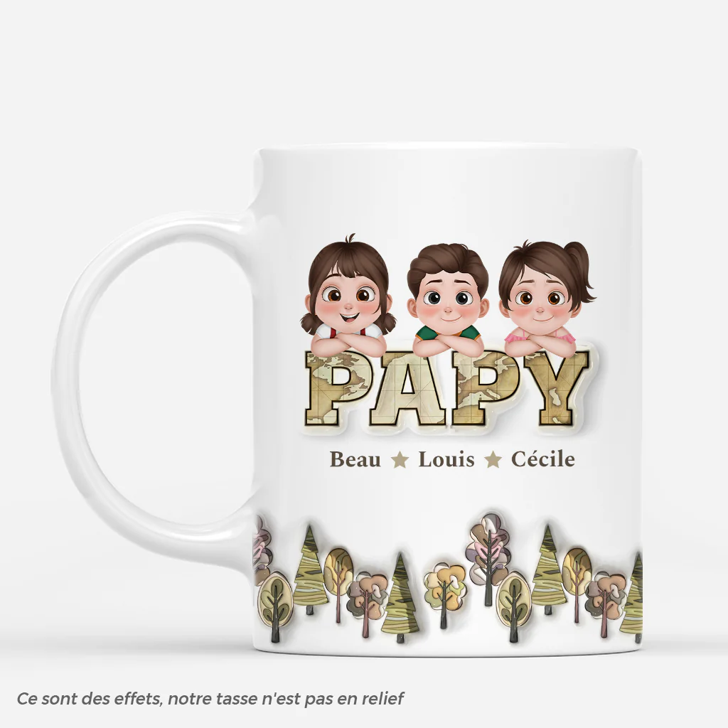 [Effet d'impression 3D] Mug Personnalisé - Les Petits De Papa Papy
