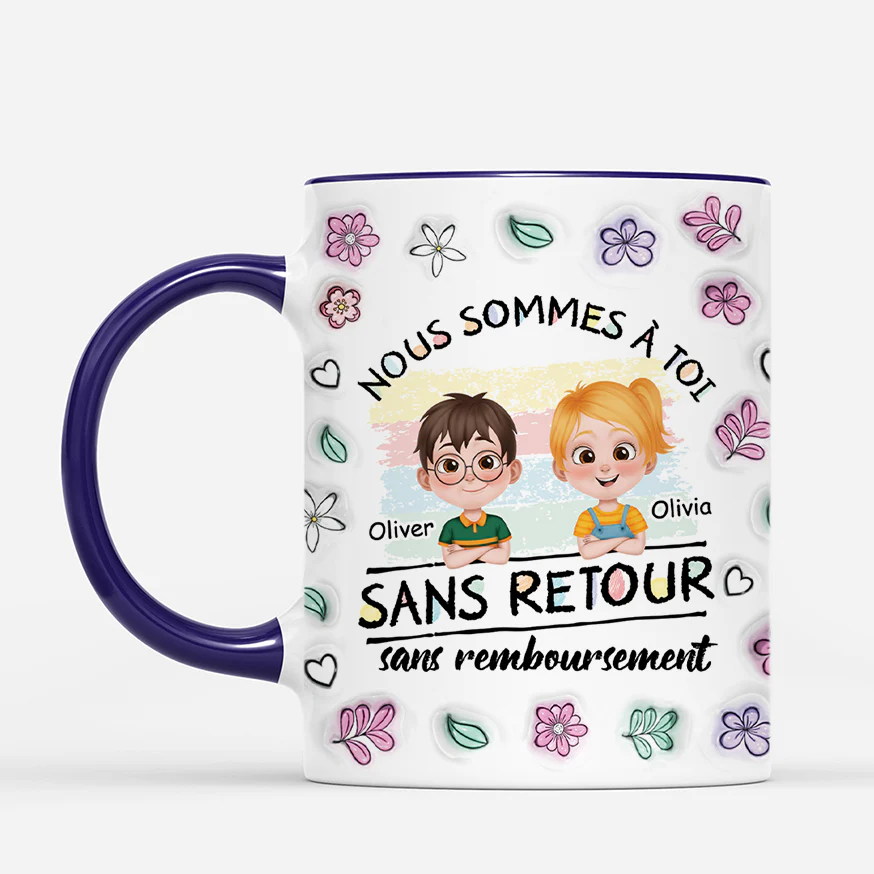 [Effet d'Impression 3D] Mug Personnalisé Maman - Aucun Retour Ni Remboursement - Floral - Image 2