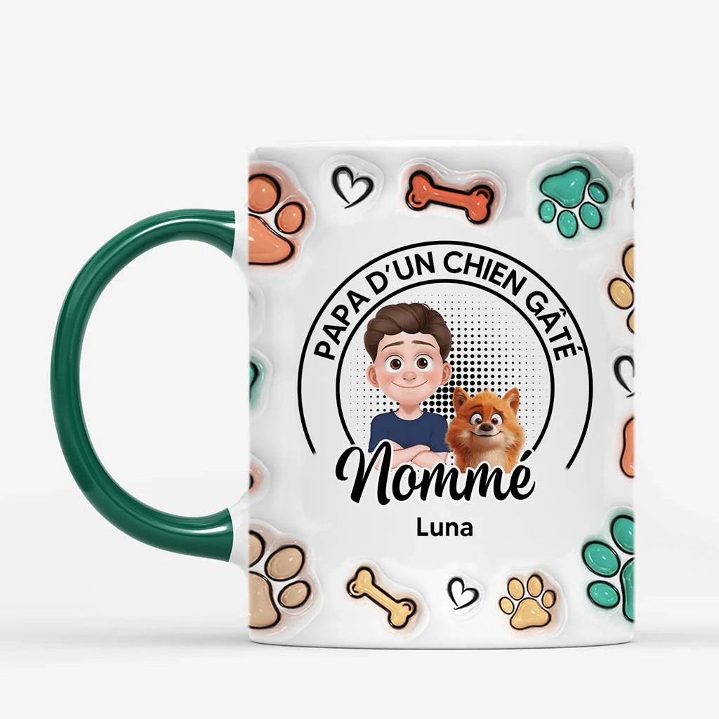 Tasse personnalisée avec chien – [Effet d'Impression 3D] Maman Papa chien pourri gâté - Image 2