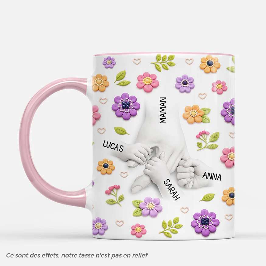 [Effet d'impression 3D] Mug Personnalisé Maman - Fleur Et Amour Pour Toi