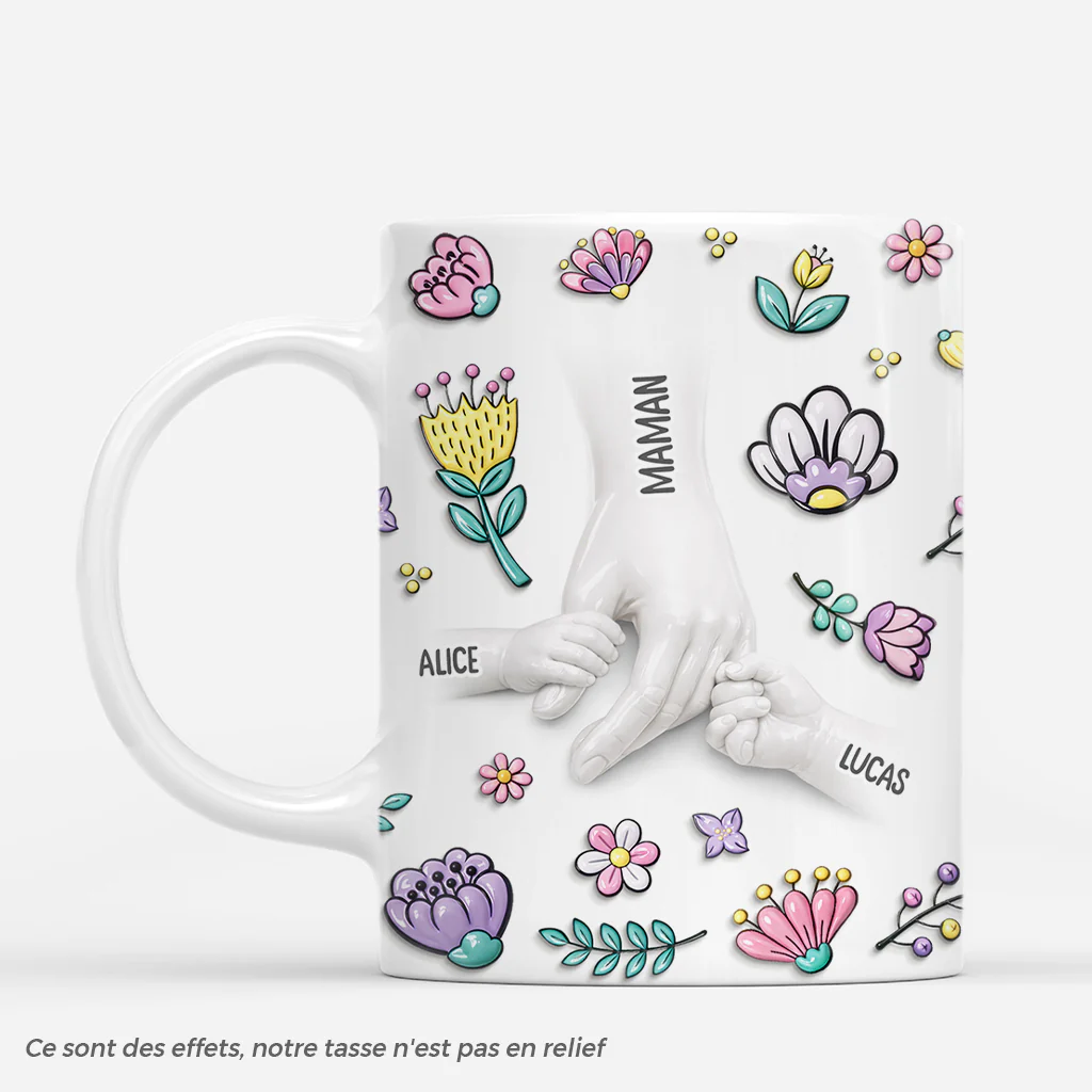 [Effet d'impression 3D] Mug Pour Maman | Fleurs Pour Toi Personnalisé