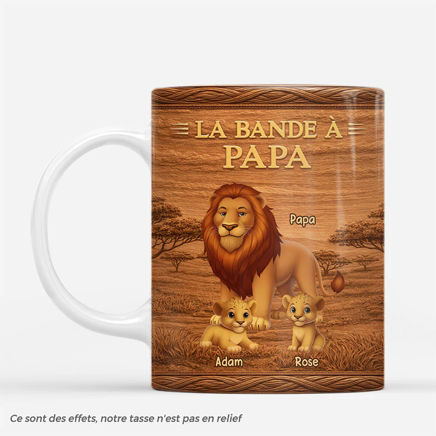 [Effet d'impression 3D] Mug Personnalisé - Meilleur Papa Papi De La Terre Des Lions