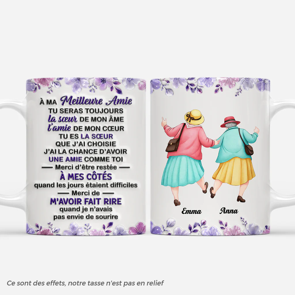 [Effet d'Impression 3D] Mug Personnalisé Meilleure Amie - Amie De Mon Cœur