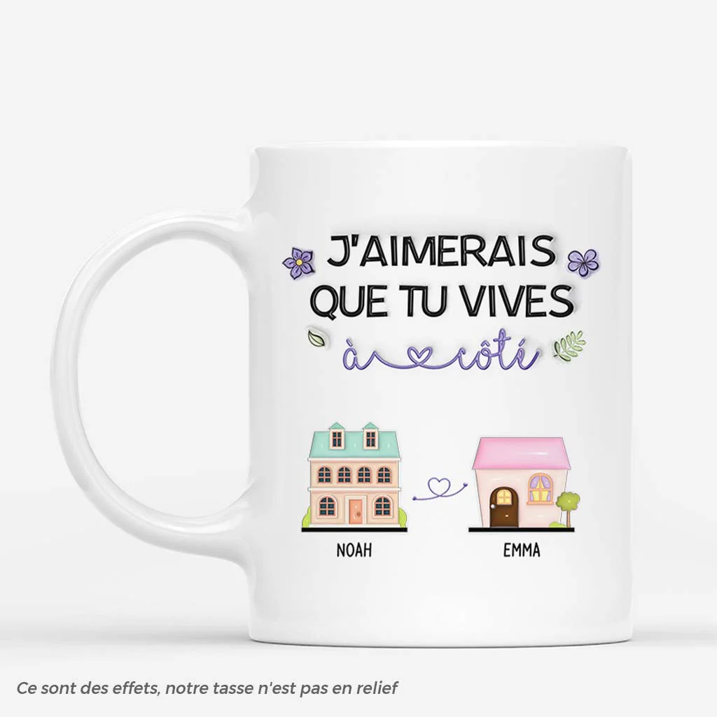 [Effet d'Impression 3D] Tasse Personnalisée Amie | Vivre À Côté Coloré