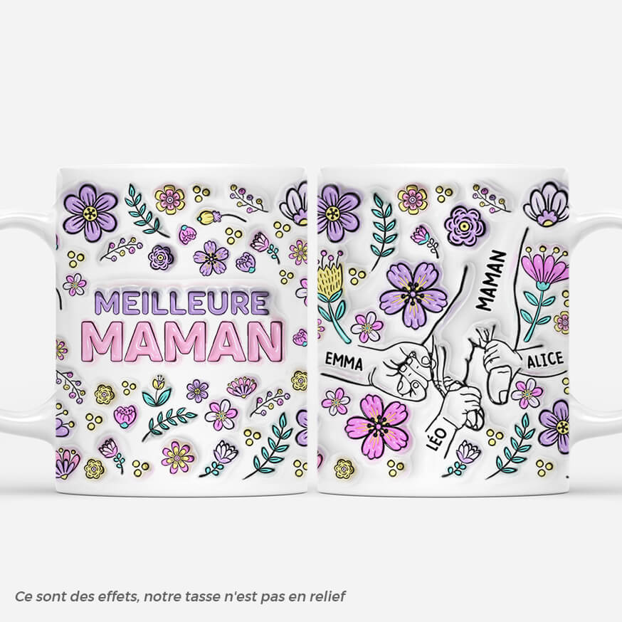 [Effet d'Impression 3D] Mug Personnalisé Maman - Meilleure Maman Du Monde - Violet