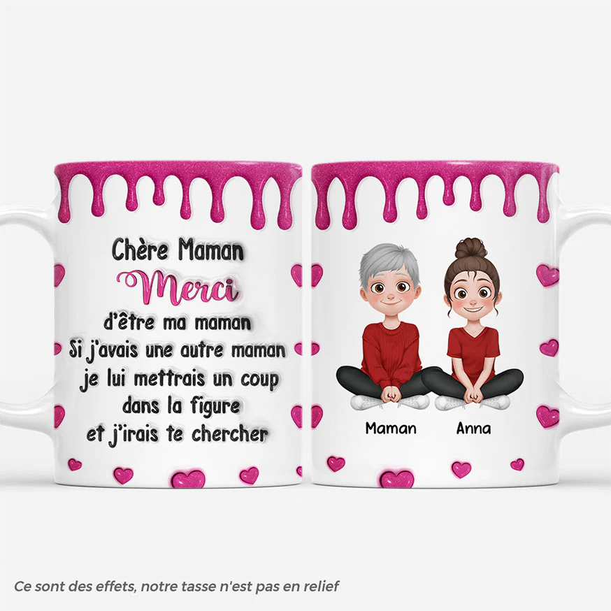 Mug Personnalisé - Merci D’être Ma Maman/Mon Papa - Effet 3D