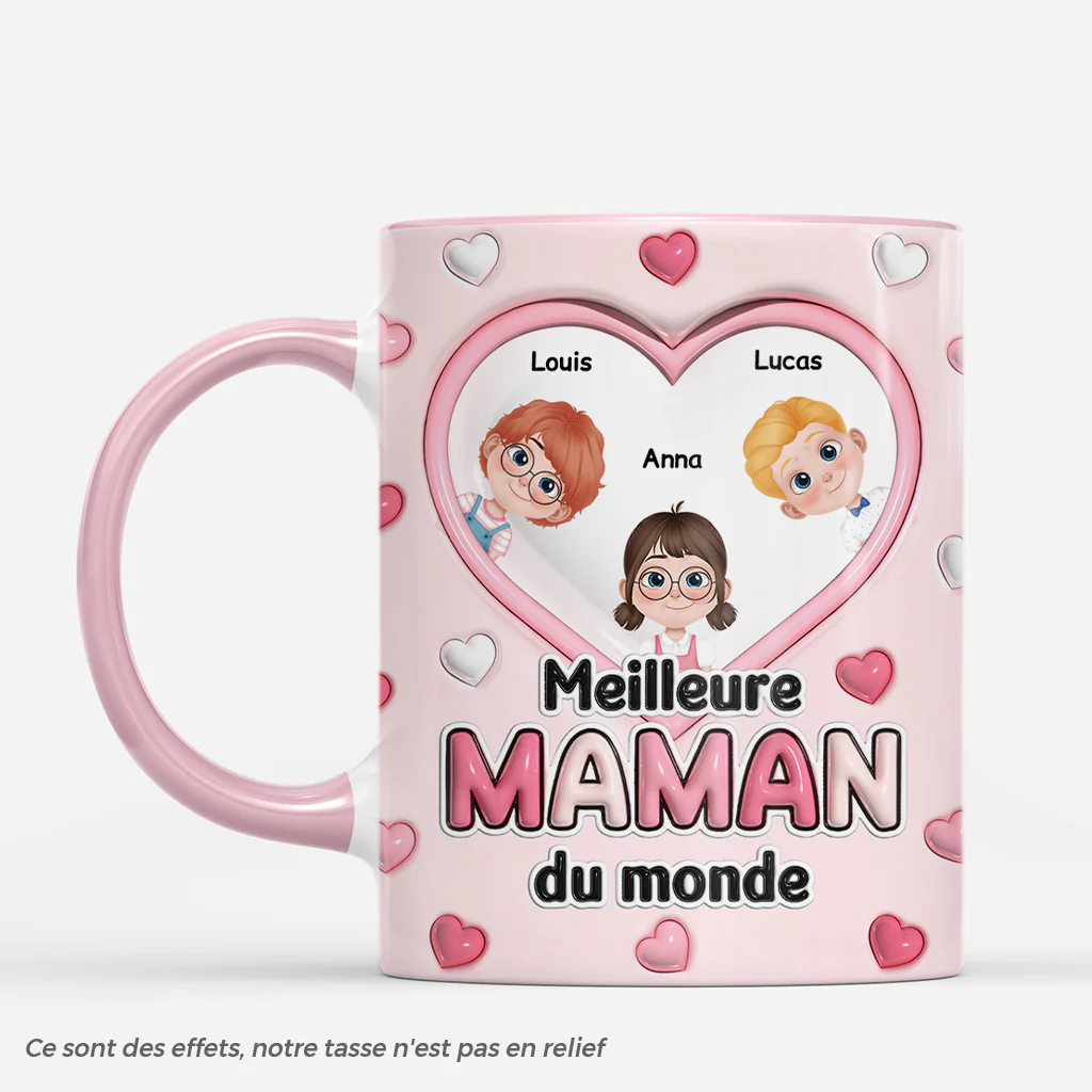 [Effet d'impression 3D] Mug Personnalisé - Merci Meilleure Maman Papa