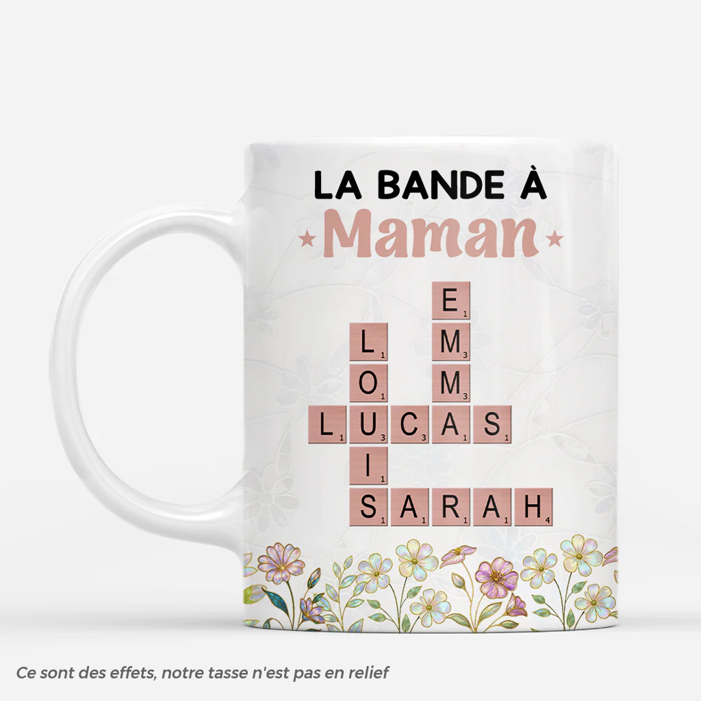 [Effet d'impression 3D] Mug Personnalisé Maman - La Bande À Maman / Mamie Avec Mots Croisés