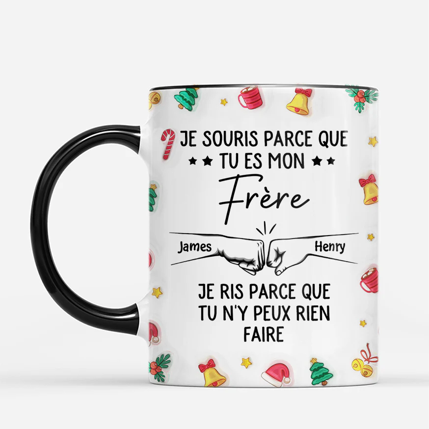 [Effet d'impression 3D] Mug Personnalisé Noël - Tu Es Mon Frère - Image 2