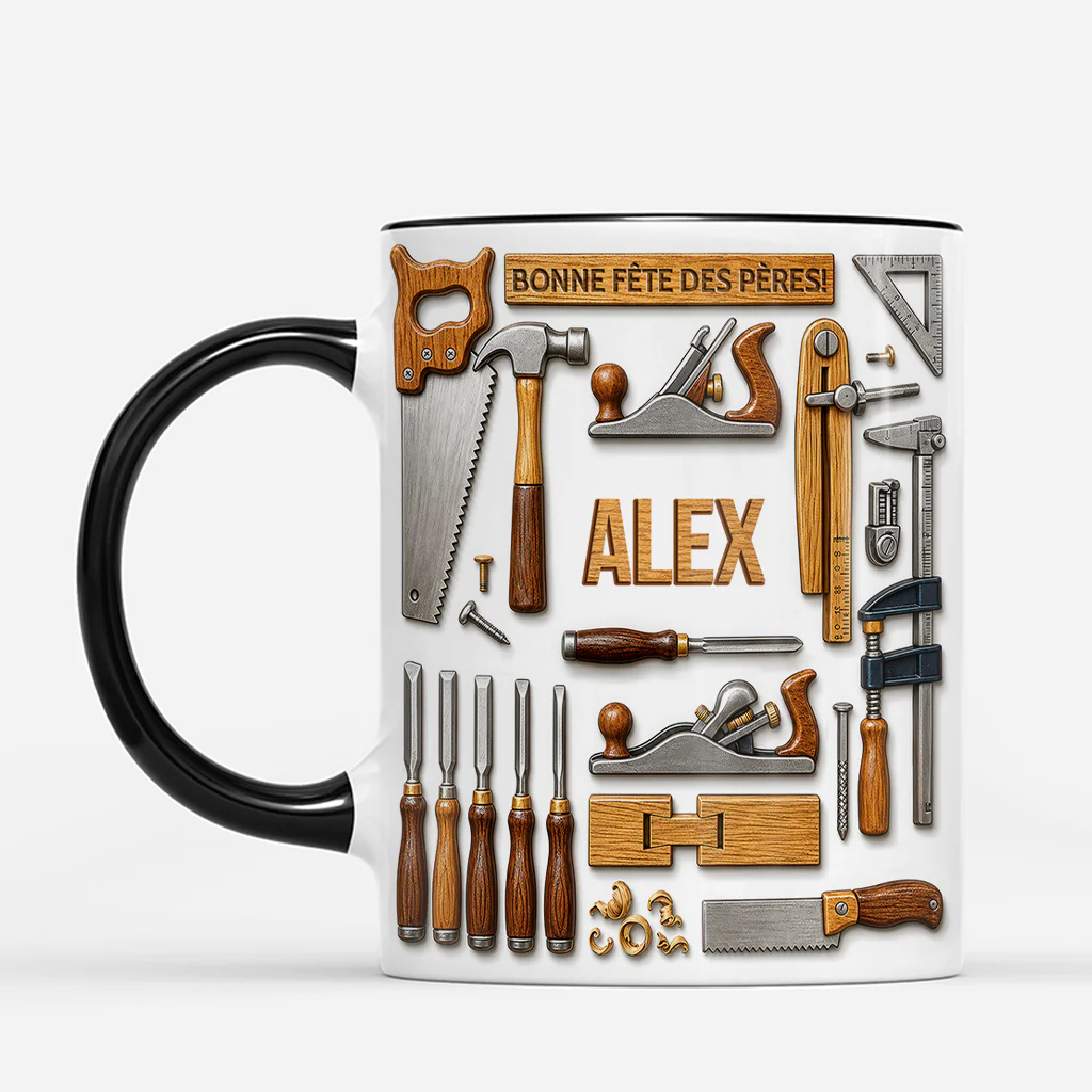 [Effet d'Impression 3D] Mug Personnalisé Papa - Cadeau Menuisier Fête Des Pères - Image 2