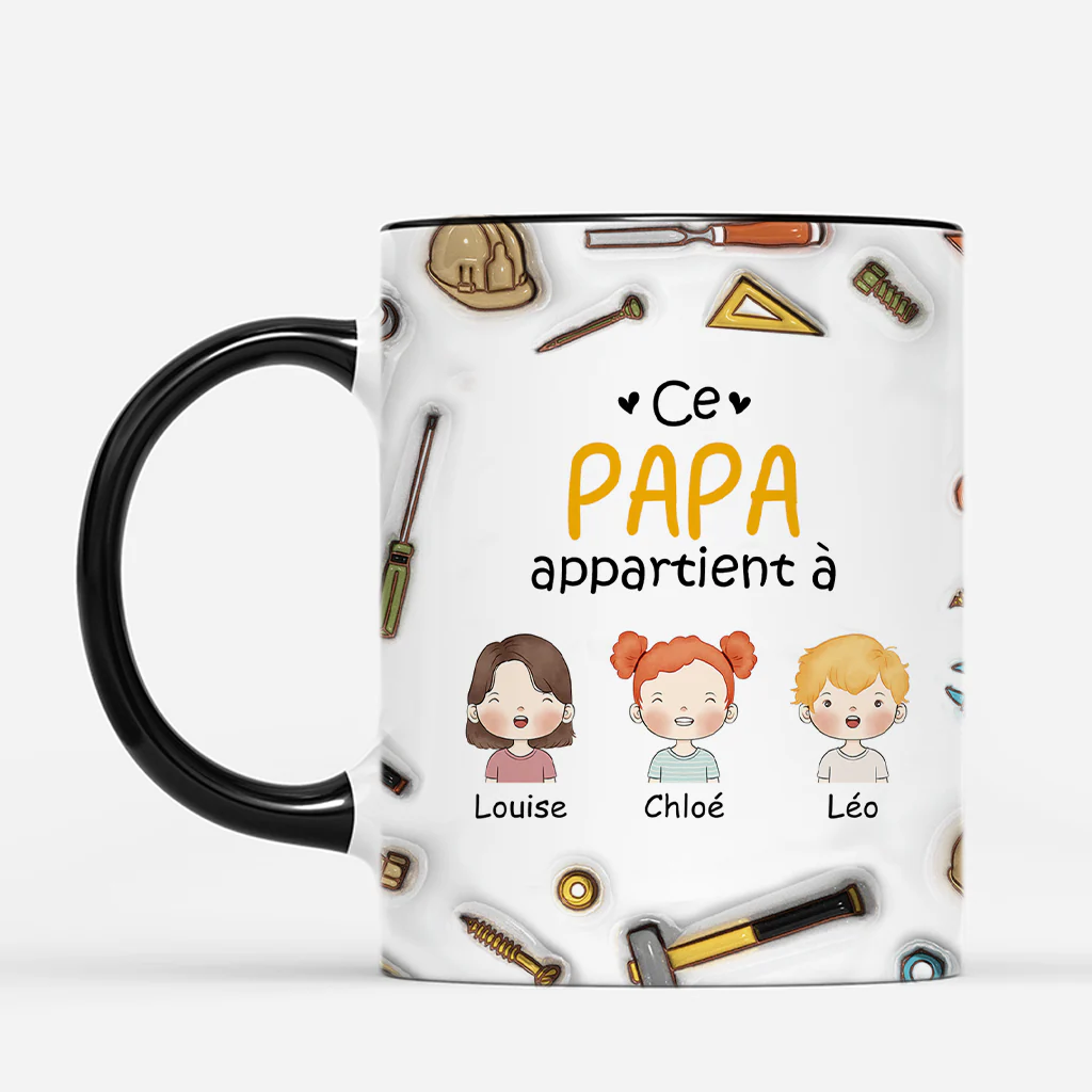 [Effet d'Impression 3D] Mug Personnalisé Papa - Ce Papa Ouvrier Appartient À - Image 2