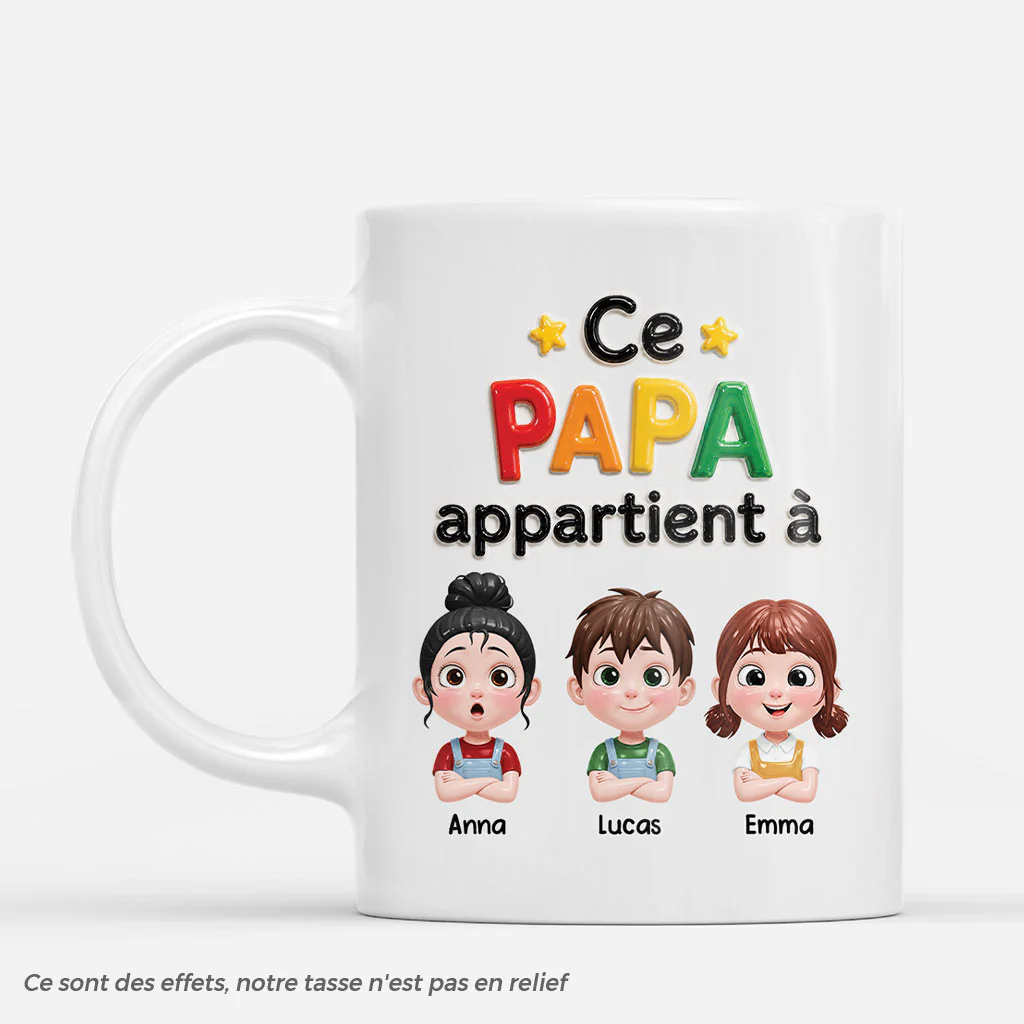 [Effet d'Impression 3D] Mug Personnalisé Papa Et Maman - Maman Papa Appartient À