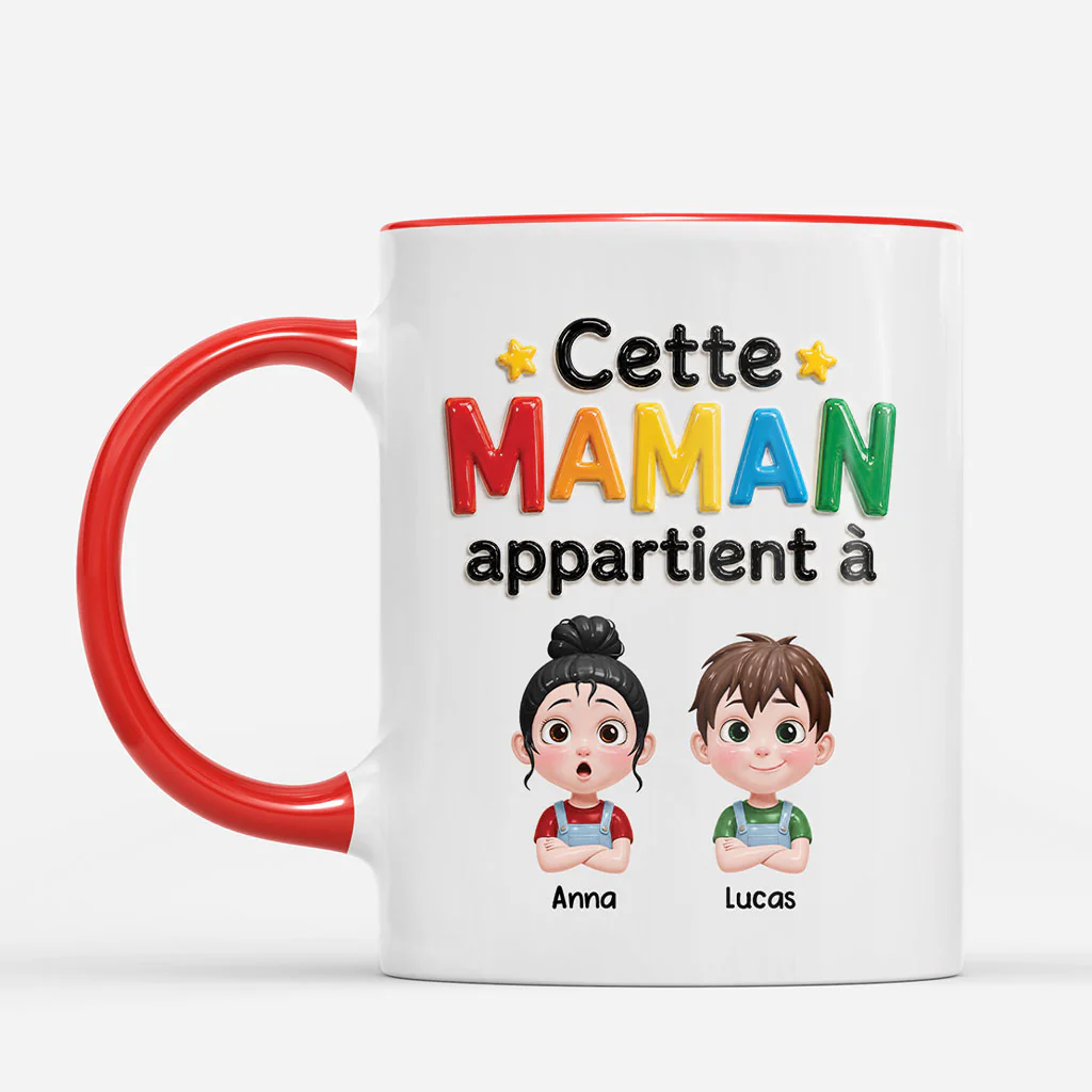 [Effet d'Impression 3D] Mug Personnalisé Papa Et Maman - Maman Papa Appartient À - Image 2