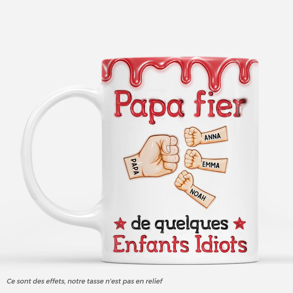 [Effet d'Impression 3D] Mug Personnalisé Papa Et Maman - Papa Fier Cadeau Fête Des Pères