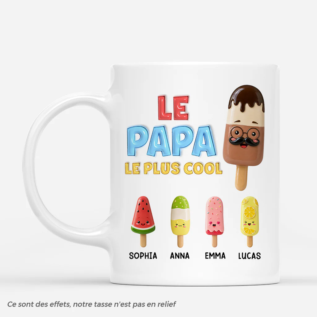 [Effet d'Impression 3D] Mug Personnalisé Papa - La Maman Le Papa Le Plus Cool