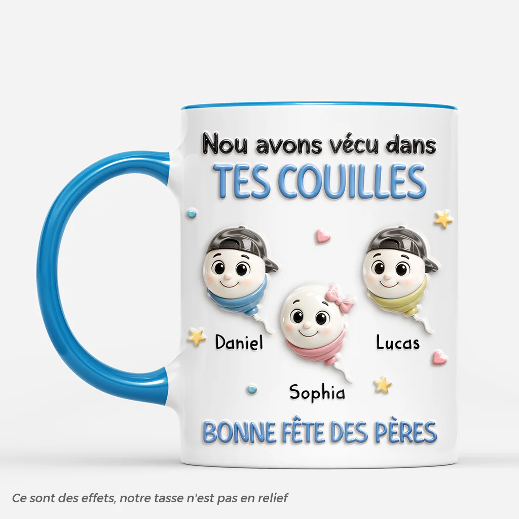 [Effet d'Impression 3D] Mug Personnalisé Papa Maman - Cadeau Fête Des Pères Des Enfants Avec Humour