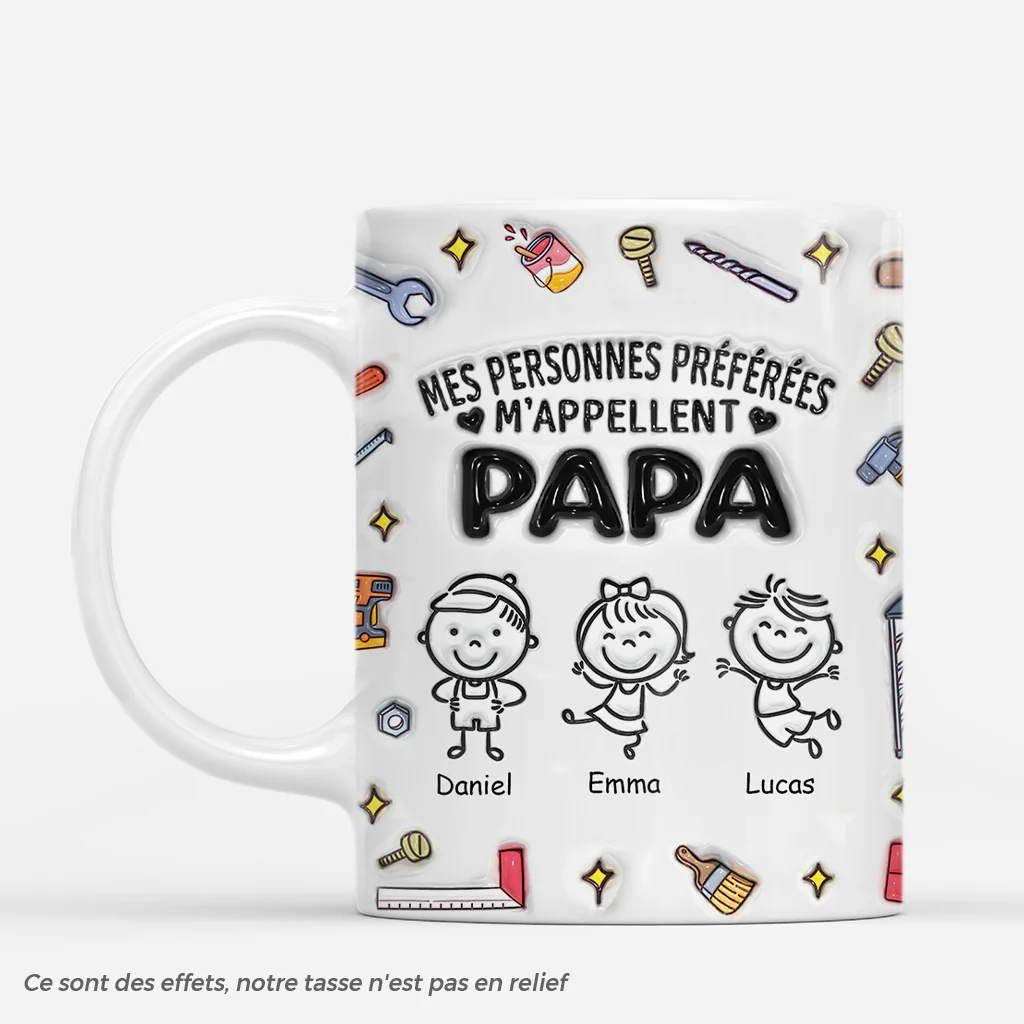[Effet d'Impression 3D] Mug Personnalisé Papa Maman - Ma Personne Préférée