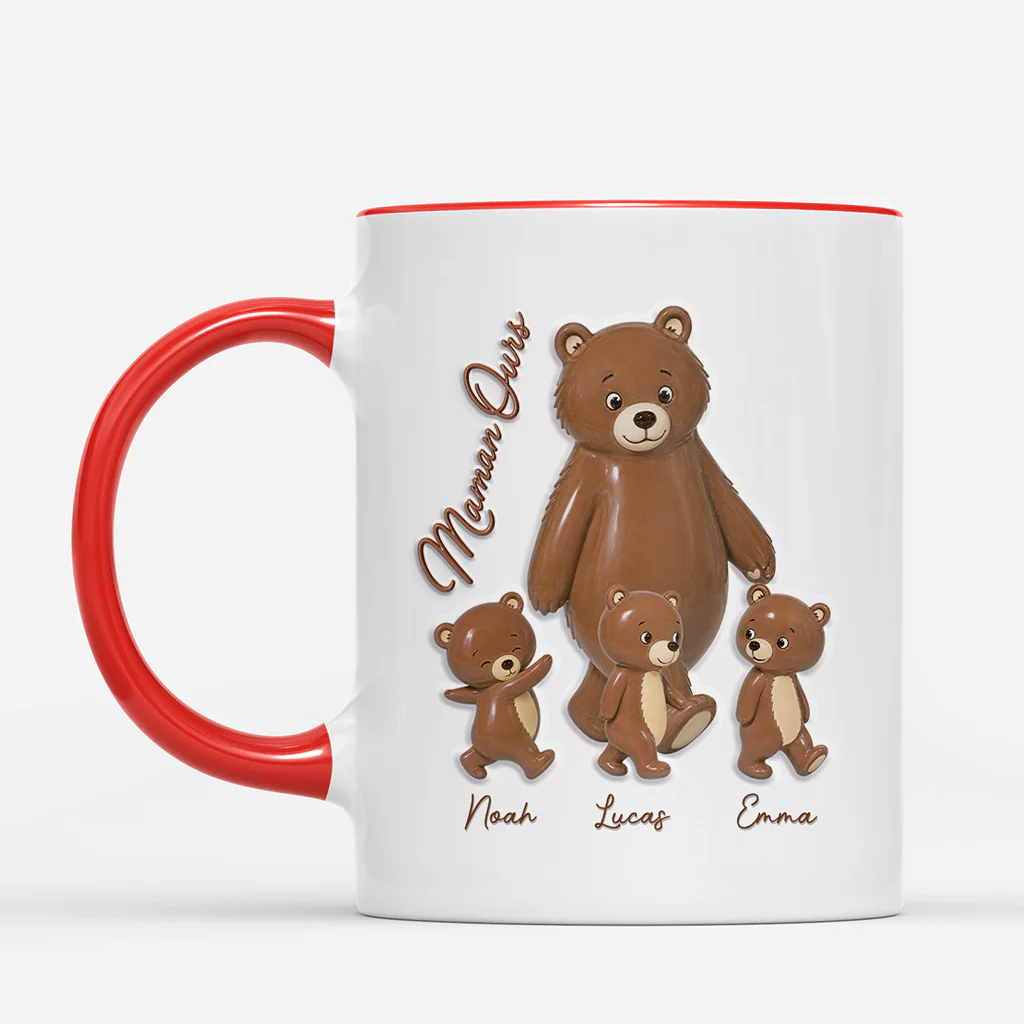 [Effet d'Impression 3D] Mug Personnalisé Papa - Maman Ours Papa Ours - Image 2