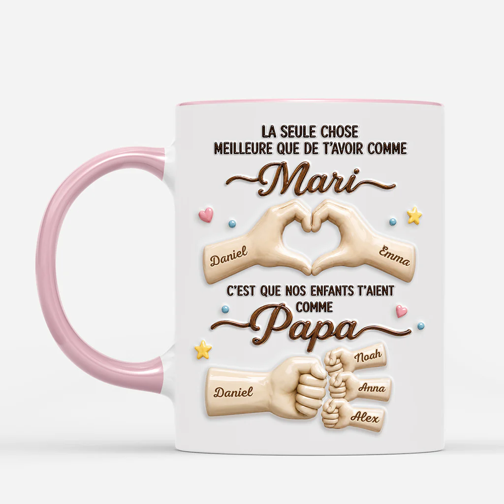 [Effet d'Impression 3D] Mug Personnalisé Papa Mari - Que Notre Enfant T’ait Comme Papa - Image 2