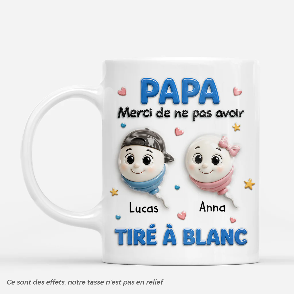 [Effet d'Impression 3D] Mug Personnalisé Papa - Merci Papa Avec Humour