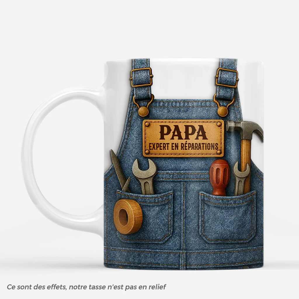 Mug Personnalisé Papy Effet 3D - Papa/Papy Expert En Réparations