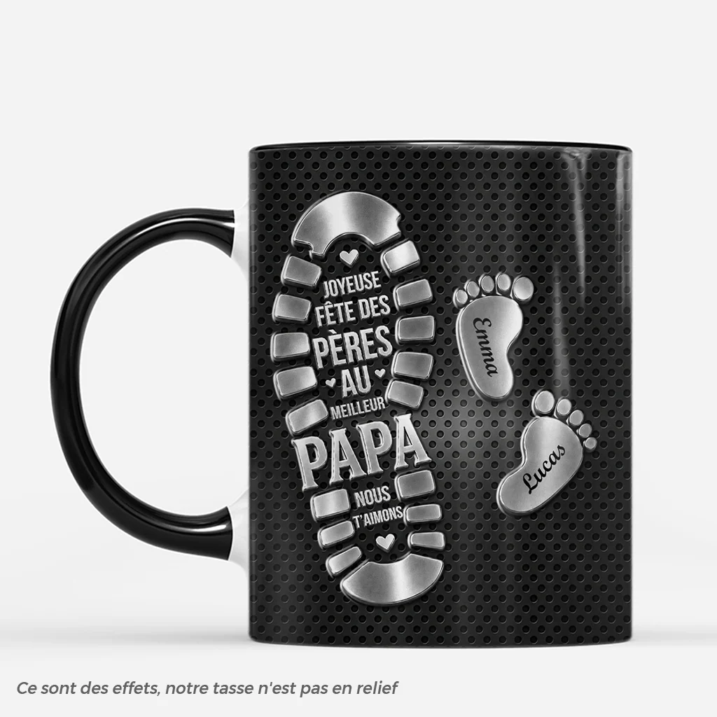 [Effet d'Impression 3D] Mug Personnalisé Papa Papy - Joyeuse Fête Des Pères Au Meilleur Papa - Image 2