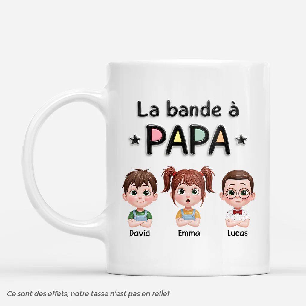 [Effet d'Impression 3D] Mug Personnalisé Papa Papy - La Band À Papa