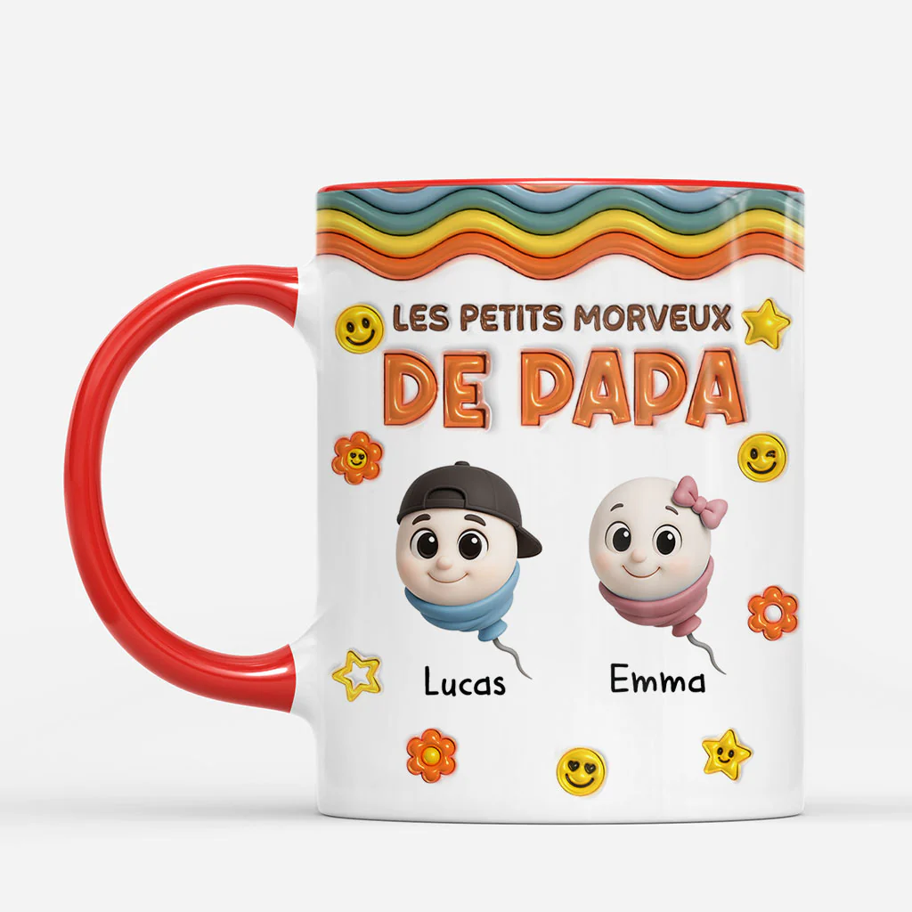 [Effet d'Impression 3D] Mug Personnalisé Papa Papy - Les Petits Morveux - Image 2